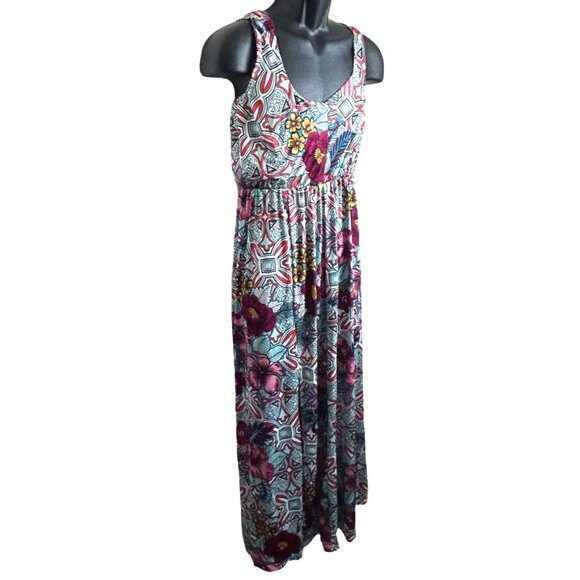 Women Love Tropical Print Maxi Sundress  Razor Back - Picture 2 of 10